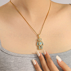 Милые мультяшные латунные ожерелья с подвеской в виде медведя из кубического циркония&nbsp;TE6912-4