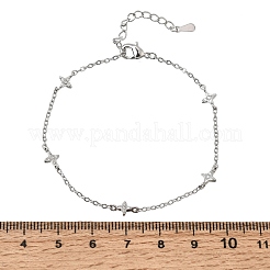 Bracelets en laiton sertis micro-pavés de zircon cubique transparent en forme d'étoile&nbsp;KK-CBAED06-05P