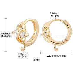 Латунные серьги-кольца из прозрачного кубического циркония&nbsp;ZIRC-YW0001-06G