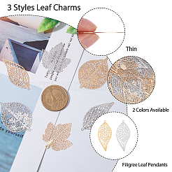 36шт 6 стильные латунные филигранные большие подвески KK-DC0002-96