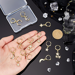 6 paio di orecchini a cerchio in ottone con micro pavé di zirconi cubici trasparenti&nbsp;EJEW-PH01464
