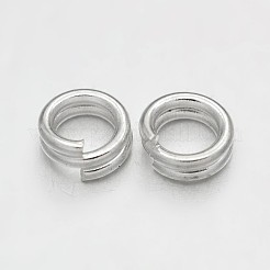 真鍮スプリットリング  ダブルループ丸カン  銀色のメッキ  4x0.8mm  内径約3.2mm  約6755個/500g&nbsp;KK-E647-09S-4mm