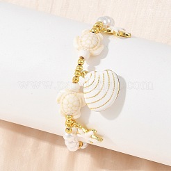 Braccialetti da donna con ciondoli a forma di stella marina in ottone smaltato&nbsp;KK-CBA68DA-16G-02