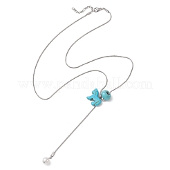 4 шт. двухцветное синтетическое бирюзовое ожерелье в виде лошади с подвеской из жемчужных бусин и ракушек.&nbsp;NJEW-JN05895