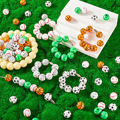 Наборы для самостоятельного изготовления брелка из спортивного мяча из дерева и нержавеющей стали 304&nbsp;DIY-TA0010-99