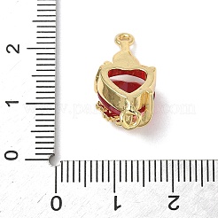 Messing mit Glas dunkelrote Heiliges Herz Verbindungsanhänger&nbsp;KK-L253-27G-05