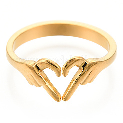 Кольца-манжеты в форме сердца из нержавеющей стали 304 с ионным покрытием (IP) X-RJEW-N038-121LG