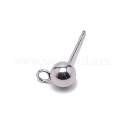 304ステンレススチールボールスタッドピアスポスト  ピアスパーツ  カン付き  ステンレス鋼色  16x7.8x5mm  穴：1.5mm  ピン：0.8mm&nbsp;FIND-SZC0006-01B-P