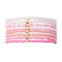 8шт. стеклянные бусины эластичные браслеты для женщин&nbsp;BJEW-MZ00269