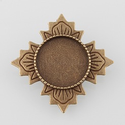 Fleurs en alliage millésime supports broches pour cabochon de lunette&nbsp;PALLOY-O038-37AB-NF