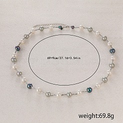 Элегантные ожерелья из круглого жемчуга и железных бусин для женщин&nbsp;ZH3328-2