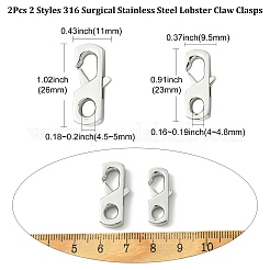 2 шт. 2 стиля карабинов из хирургической нержавеющей стали 316&nbsp;FIND-CJ0011-12