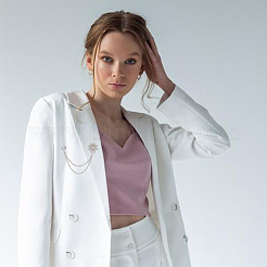 2 шт. 2-х цветные броши-цепочки из цинкового сплава AJEW-FH0004-96