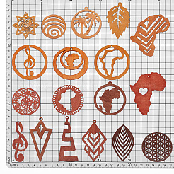 36pcs 18 styles de grands pendentifs en bois&nbsp;WOOD-PH0002-29