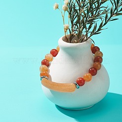 Эластичный браслет из бусин из натурального красного авантюрина BJEW-JB08879-06