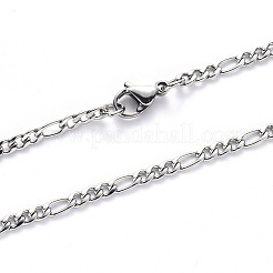 Colliers à chaîne figaro en acier inoxydable 304 anti-ternissement&nbsp;NJEW-S420-003C-P
