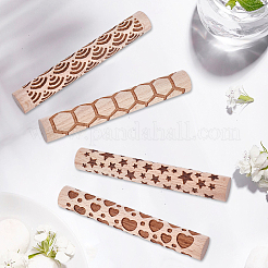 4 rullo per texture in argilla con manico in legno in 4 stili&nbsp;TOOL-CN0001-10
