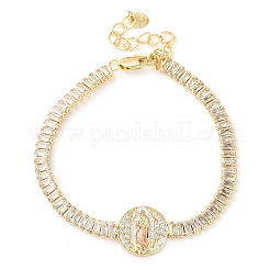 Браслеты-цепочки с прямоугольными звеньями из латуни и микро паве для женщин с прозрачным кубическим цирконием BJEW-U044-01A-G