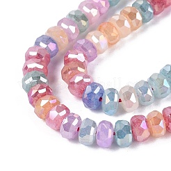 Stränge aus galvanisierten Imitations-Jade-Glasperlen mit Crackle-Effekt&nbsp;GLAA-N068-01A-B01