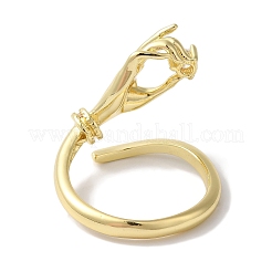 Латунные кольца-манжеты с микро-паве и прозрачным кубическим цирконием для женщин&nbsp;LS-RJEW-C098-14G