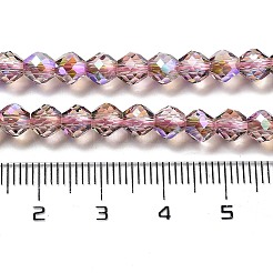 電気メッキガラスビーズセット  多面カット  双円錐形  ロージーブラウン  5.5~6x5mm  穴：1.2mm  約78~79個/連  15.35~15.55''（39~39.5センチメートル）&nbsp;GLAA-A014-02C
