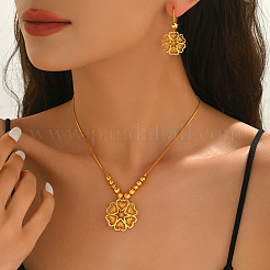 Комплекты из латунных серег-колец и ожерелий с подвесками в форме цветка для женщин JE0471
