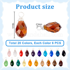 120шт 20 цвета стеклянный кулон PALLOY-PH01677