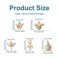 10шт 5 стиля латунные подвески с микропаве и кубическим цирконием KK-FW0001-09