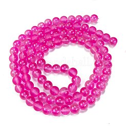 曇りガラスビーズ連売り  金粉付き  ラウンド  マゼンタ  8mm  穴：1mm&nbsp;X1-GLAA-P065-8mm-11