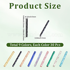 270個 9スタイル 不透明ガラス ツイストビューグルビーズ  丸い穴  ミックスカラー  25~27x2.5~3mm  穴：1mm  30個/スタイル&nbsp;SEED-PA0001-26