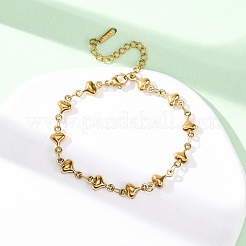 304 Edelstahl-Herzgliederarmbänder für Damen&nbsp;LS-BJEW-L706-03G