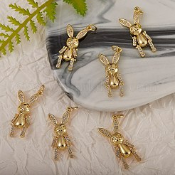 5個真鍮マイクロパヴェクリアキュービックジルコニアペンダント  長持ちメッキ  兎  18KGP本金メッキ  30x13.5x4.5mm  穴：3mm&nbsp;ZIRC-SZ0002-70