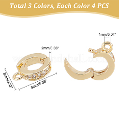 12 шт. 3-цветные латунные микро-паве кубические циркониевые усилители-укорочители&nbsp;FIND-DC0002-15