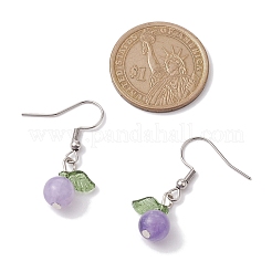 アクリルダングルピアス  304ステンレススチールピアスフック付き  葉っぱ  青紫色  32.5x12.5mm&nbsp;EJEW-JE05750-04