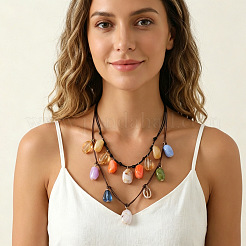 Boho-Halskette mit Anhänger aus Harznuggets&nbsp;WG1D07C-01