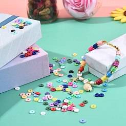 DIYジュエリー作成キット  5576個の手作りポリマークレイビーズが含まれています  50PCSアクリルビーズ  アロイ＆カウリーシェルペンダント  アイアン製スペーサービーズ  亜鉛合金カニカン  真鍮製のボールチープとスペースビーズ  鉄オープン丸カン  伸縮性ストレッチスレッド  ミックスカラー  6x0.5~1mm  穴：1.8~2mm&nbsp;DIY-CJ0001-93