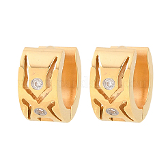 Серьги-кольца из нержавеющей стали 304 с прозрачным кубическим цирконием&nbsp;EJEW-L307-12G-02