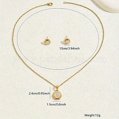 Ожерелья и серьги-гвоздики из нержавеющей стали с шестигранной подвеской и стразами для женщин GG1852