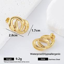 女性用304ステンレススチールスタッドピアス  結び目  ゴールドカラー  28x17mm&nbsp;HR2125