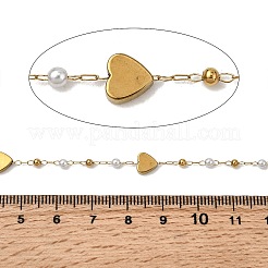 Цепочки ручной работы из нержавеющей стали 304 из АБС-пластика с жемчужными сердечками CHS-L032-10G-02