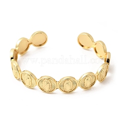 Религиозные латунные браслеты-манжеты&nbsp;BJEW-K296-02B-G