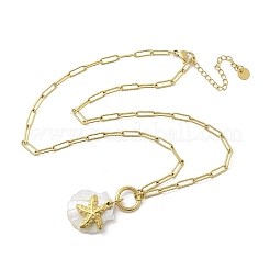 Летние пляжные ожерелья из нержавеющей стали 304 с подвеской в виде скрепки STAS-Z105-07G-01