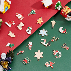 40個20スタイルライトゴールドアロイエナメルペンダント  クリスマスのために  混合形状  ミックスカラー  16~24x7.5~18x1~3mm  2個/スタイル&nbsp;FIND-SC0002-65