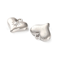 ラックメッキ合金ラインストーンペンダント  ハートチャーム  プラチナ  12.5x13.5x4mm  穴：1.4mm&nbsp;FIND-M038-20P