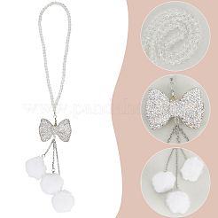 Подвеска-бантик из полиэфирного шарика и стразов&nbsp;HJEW-WH20009-02A