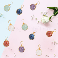 20 stücke 5 arten natürliche aventurin & rose quarz & gefärbt blau tigerauge & red jasper & amethyst anhänger&nbsp;PALLOY-BM00002