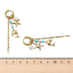 Ohrringe mit Delfin- und Seesternmotiv aus Edelstahl 304 und Muschelperlen für Damen&nbsp;EJEW-JE07128