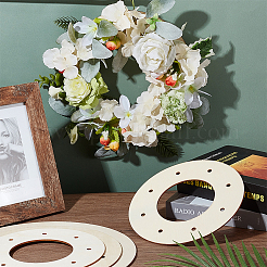 6 шт. 3 стили деревянных рамок для венков для поделок с предварительно вырезанными отверстиями WOOD-OC0003-89