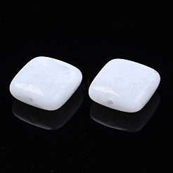 アクリルビーズ  天然石風  正方形  ホワイト  20x20x9mm  穴：1.6mm  約150個/500g&nbsp;OACR-N131-020A