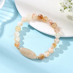 Bracciali elasticizzati con perline rotonde e ovali in pietra naturale mista&nbsp;BJEW-JB14485